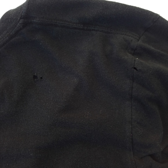 Graphic Black Tee T Shirt Bored Smiley Face Destroyed Meditation L - Picture 5 of 5